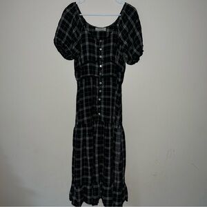 Camomilla Button Down Maxi Dress Black White Plaid Women’s Size 14 Made In Italy